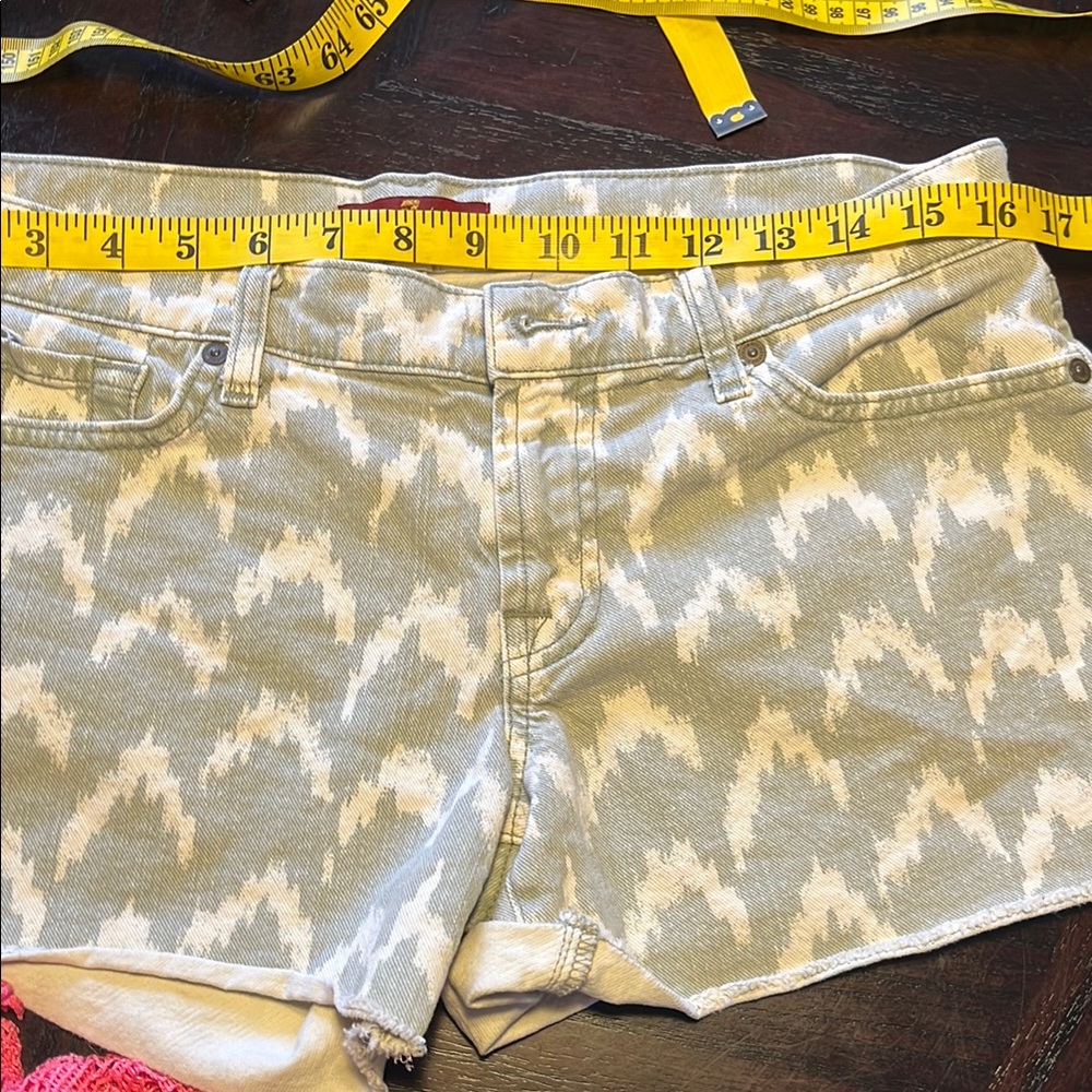 7 For All Mankind Gray and White Jean Shorts